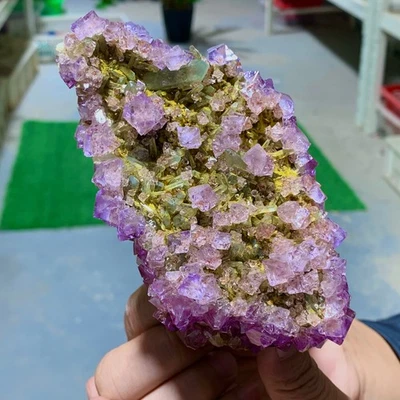 325G Natural purple cubic fluorite white crystal clusters paragenesis/China - Image 1 of 4