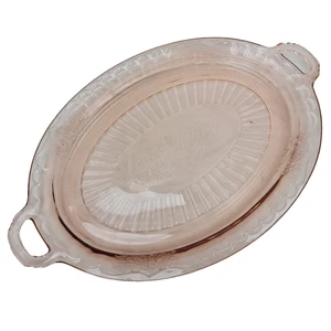 Plato de vidrio de carnaval color melocotón 14" x 9" con asas - Imagen 1 de 9