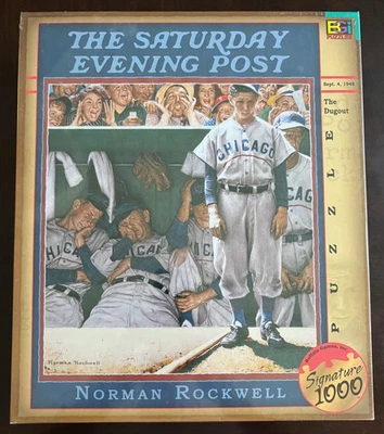 Norman Rockwell 1000 Piece Puzzle The Saturday Evening Post The Dugout - New - Image 1 of 3