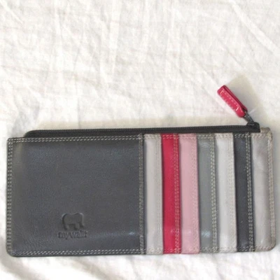 Cartera Mywalit Multicolor Ranura para Tarjetas Cremallera Porta Billetes Gris Malva Rosa Rojo Foto 1 de 4