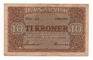 DENMARK 10 KRONER 1944 PICK 36 LOOK SCANS - Picture 1 of 2