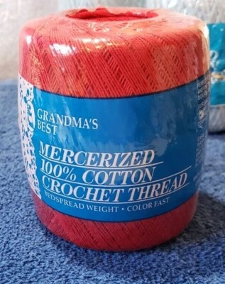 Grandma's Best 100% Mercerized Cotton Crochet Thread Sz 10 350 Yds 02 RED - Image 1 of 2