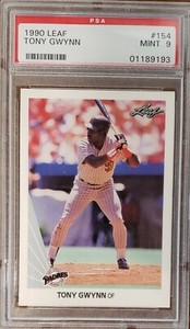1990 Leaf #154 TONY GWYNN PSA Mint 9 PADRES Baseball Card HOF