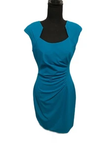 Calvin Kline Women's Dress Size 4 BlueGathered Front Sweetheart Neckline Bodycon - Picture 1 of 5