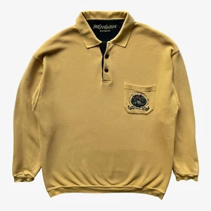 Vintage 90s Men's Yves Saint Laurent Yellow Rugby Shirt Goose Spell Out, Retro - Picture 1 of 6