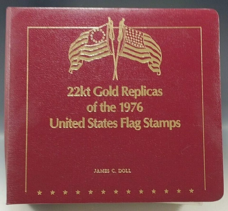 50 GOLDEN REPLICAS OF 1976 UNITED STATES FLAG STAMPS 1st DAY COVER SET 22K GOLD - Image 1 of 4