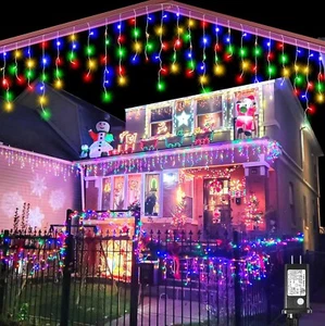 Icicle Christmas Lights Outdoor, 66ft 640 LED Icicle Lights for Outside, Plug in - Picture 1 of 19