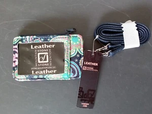 Stone Mountain Leather Colorful Paisley Card Holder and Lanyard - Picture 1 of 5