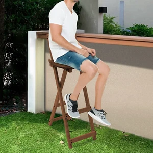 Bamboo Folding Bar Stools Patio Stools For Bar Table, Breakfast Bar, Coffee Bar - Picture 1 of 18