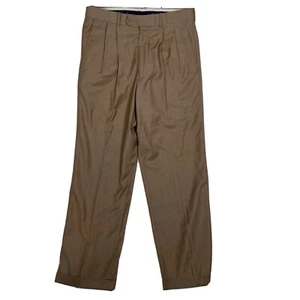 Alan Flusser Hose Herren 32 x 30 braun Bündchen Plissee vorne gerades Bein - Bild 1 von 7