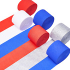 Crepe Paper Streamers 6 Rolls 492Ft, Pack of Royal Blue, Red, White and Silver 