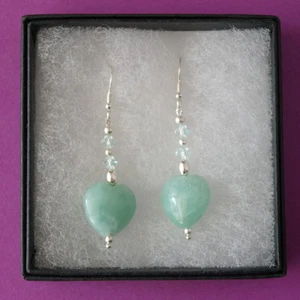 Bonito Pendientes Con Aguamarina Brasileña Gemas 3.2G 3.5 Cm. Largo + Ganchos - Imagen 1 de 5