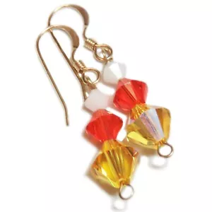 Pendientes de cuentas de cristal Swarovsky de maíz caramelo rellenos de oro de SoniaMcD - Imagen 1 de 9