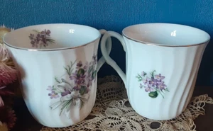 VIOLETS Set Of 2 Vintage Salem China English Collection Floral Gold Trim Mug cup - Picture 1 of 9