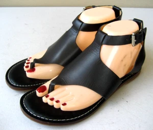 New Michael Kors Thong Sandals leather Black Gladiator Size 8 M - Picture 1 of 14