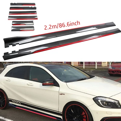Carbon Fiber Look 86.6" Side Skirt Extension Spoiler Splitter For Mercedes-Benz Foto 1 de 4