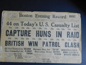 WWI Era Newspaper - Boston Evening Record - May 24 1918 - 4 pgs.  - Picture 1 of 4