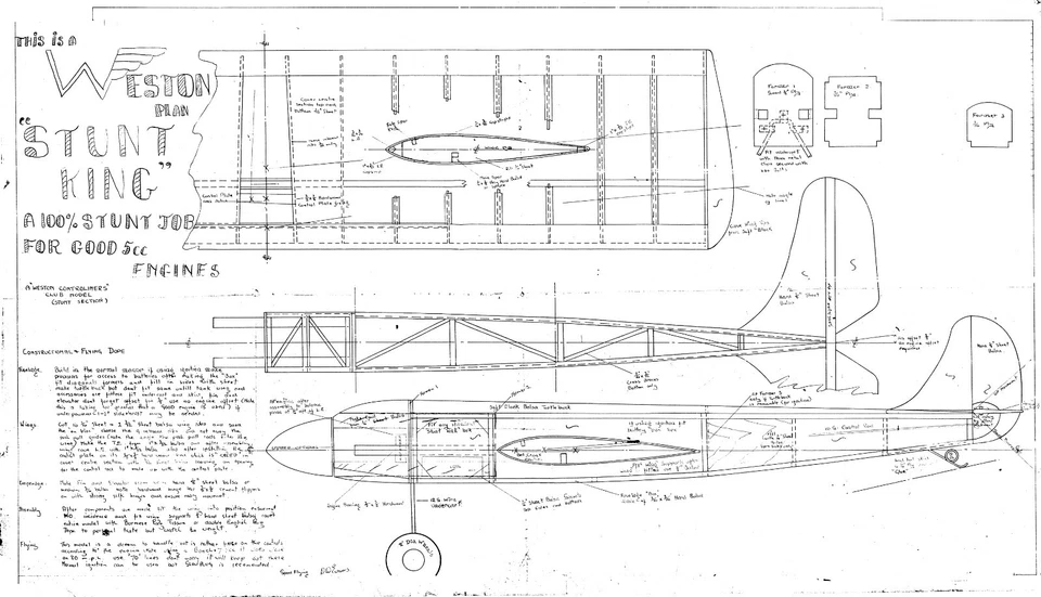 Weston stunt king vintage control line stunt model plan - Image 1 of 1
