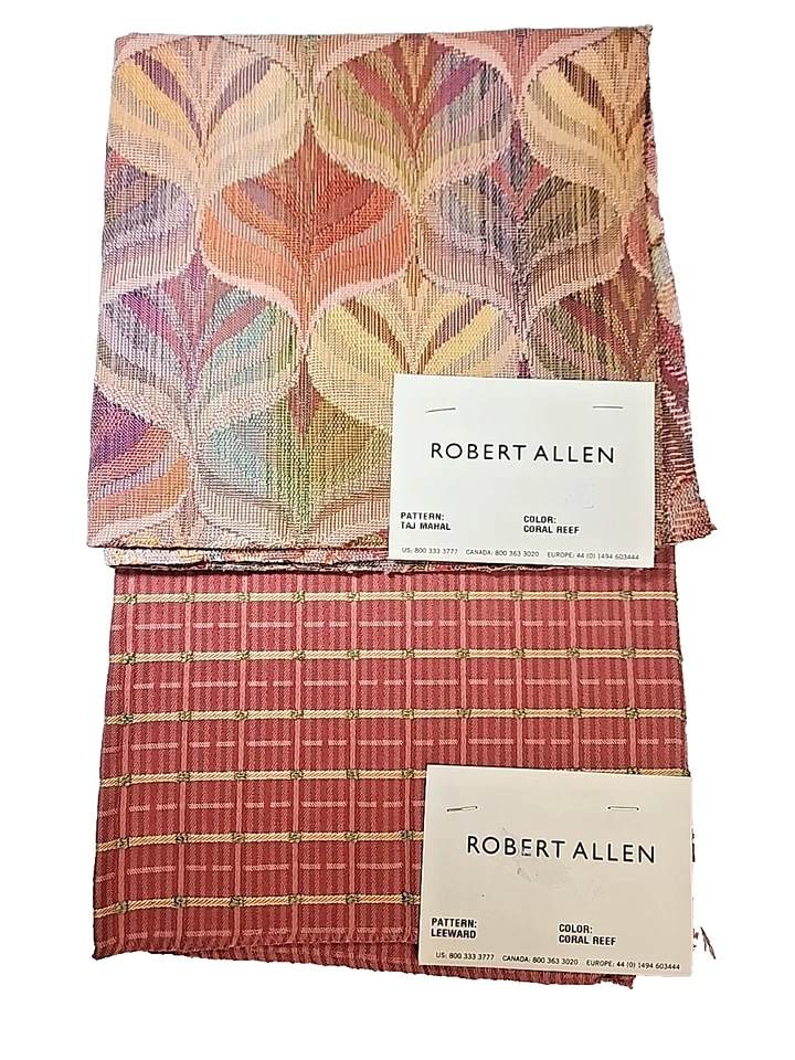 ROBERT ALLEN Taj Mahal Leeward Coral Reef 17 1/2 x 17 5/8" Woven Fabric Samples - Image 1 of 4
