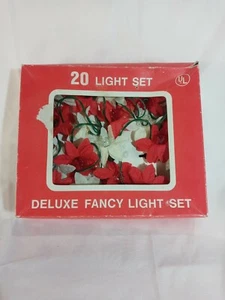20 Cloth Poinsettia White & Red Christmas Mini Light Cover Set (Not Working) - Picture 1 of 8