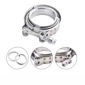 Kit de brida y abrazadera de banda en V de acero inoxidable de 2,5 pulgadas para tubos de escape turbo - Imagen 1 de 6