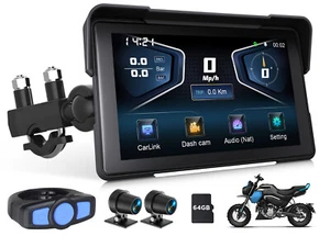 7" Waterproof Motorcycle Navigator Portable Wireless CarPlay Android Auto Screen - Picture 1 of 11