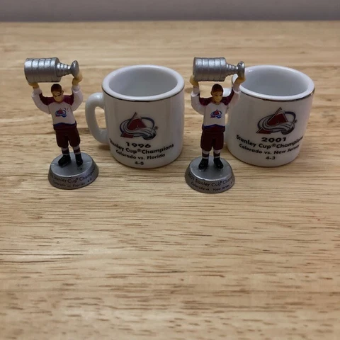 LOT OF 2 ('96, '01) COLORADO AVALANCHE Stanley Cup [Figurine + Mini Mug] Sets Cover