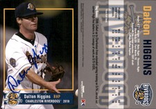 Dalton Higgins Signed 2018 Grandstand Charleston RiverDogs #NNO Card Auto AU
