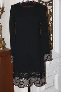 ** Von Gudrun Sjöden Kleid Schwarz mit Häckelborte Gr. S ** - Bild 1 von 5
