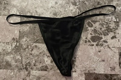 BRAGAS VICTORIA'S SECRET MEDIANAS NEGRAS 100 % SEDA LISAS VINTAGE RARAS CADENA EN V Foto 1 de 4