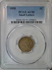 1858 Flying Eagle cent, PCGS AU50 - Picture 1 of 3