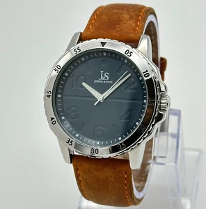 Men's JOSHUA & SONS Silver Tone, Brown Leather Blue Dial Watch, 42mm JX158BUTN - Picture 1 of 7