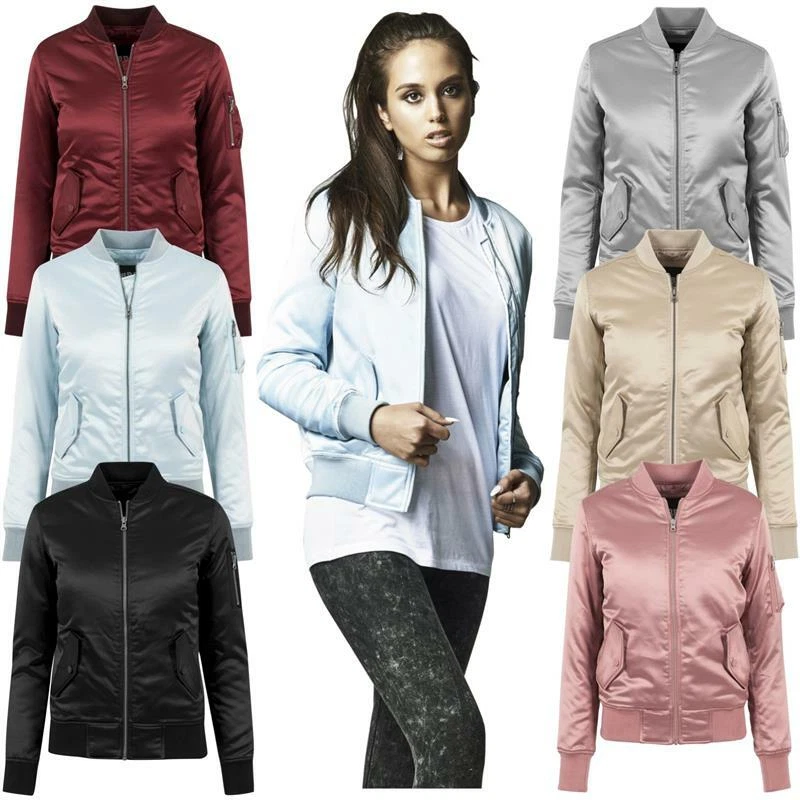 URBAN CLASSICS Ladies SATIN BOMBERJACKE Damen rosa schwarz burgundy silber gold - Bild 1 von 1