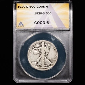 1920-D Walking Liberty mezzo dollaro 50c - ANACS GRADED G6 - Foto 1 di 4