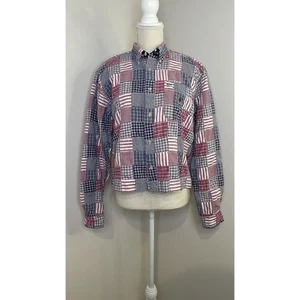 Vintage 90s Tommy Hilfiger American Plaid Patchwork July 4th USA Shacket Crop XL - Bild 1 von 14