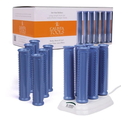 Calista Tools 12 Iones Hot Rollers Largo Largo/Clips/12 Rodillos Cargador Soporte Foto 1 de 3