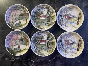 Johnson Bros England Friendly Village Butter Dish Coasters Trinket Dish Set of 6 - Picture 1 of 5