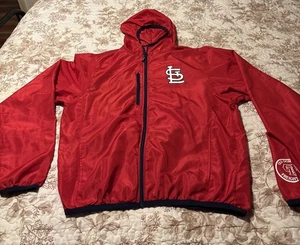 St Louis Cardinals Hooded Jacket ADULT XL Full-Zip Windbreaker Red SGA Polyester - Picture 1 of 7