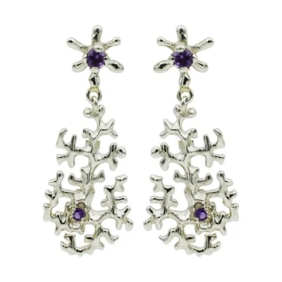 Orecchini pendenti in argento sterling 925 con pietra preziosa ametista... - Immagine 1 di 4