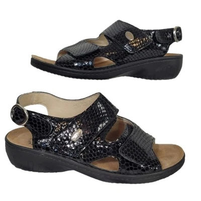 Flexus by Spring Step Aksamala Comfort Sandal Black Patent Leather Python - Image 1 of 4