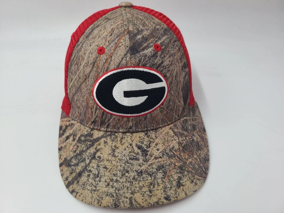 University of Georgia Bulldogs Camuflada Malla Camionero Snapback Gorra Gorra NCAA Marrón Rojo Foto 1 de 4