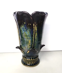 Blumenform Künstler Handarbeit Keramik Vase 7" signiert - Bild 1 von 5