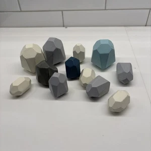 Juego de piedras apilables de madera piedras sensoriales para niños pequeños juguetes Montessori de aprendizaje - Imagen 1 de 3