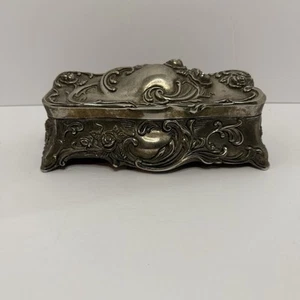 Vintage Godinger versilberte Jugendstil Schmuckschatulle mit rotem Samtfutter 8,5 Zoll - Bild 1 von 8