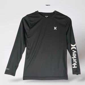 Hurley Kids Long Sleeve UPF 50+ Black Sun Protection Swim Shirt Size 10/12 Swim - Picture 1 of 9