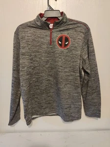 Marvel Deadpool Herren 1/4 Zip Sweatshirt Größe L grau Pullover - Bild 1 von 5
