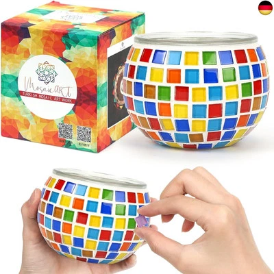 MARKE AUGESAK Glasmosaik-Kerzenhalter-Kit, Mosaik Kerzenhalter Basteln, Kreatives DIY Mosaik