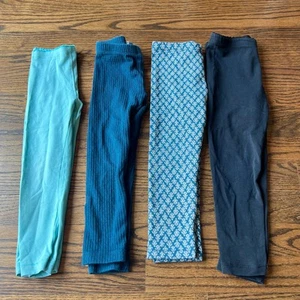 Bundle of four girl's patterned and solid blue tea leggings - 4 - Picture 1 of 6