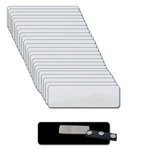 25 BLANK NAME BADGE KIT (U) CLEAR LABELS 1 X 3 SILVER 1/8" CORNERS MAGNETIC - Picture 1 of 8