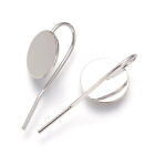 20X Platinum Plated Brass Earring Finding Hooks fit Cameo Cabochons Round Tray